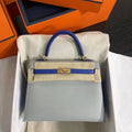 Vienna Top Handle Bag — Gray and Blue