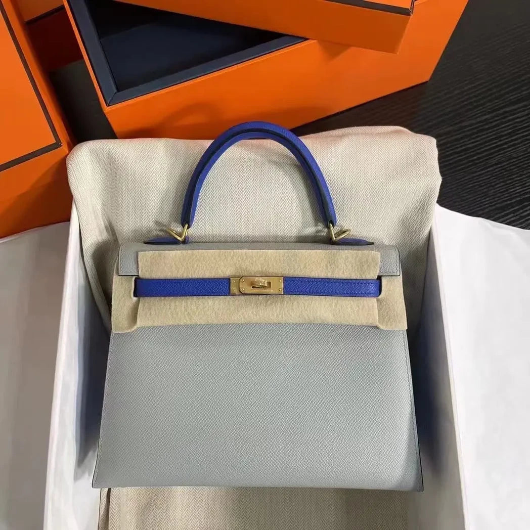 Vienna Top Handle Bag — Gray and Blue