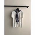 Dior CD Bee T-Shirt with Toile de Jouy Scarf in Ivory / Navy
