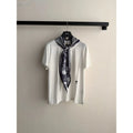 Dior CD Bee T-Shirt with Toile de Jouy Scarf in Ivory / Navy