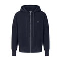 Loewe Anagram Zip-Up Knit Hoodie in Midnight Navy