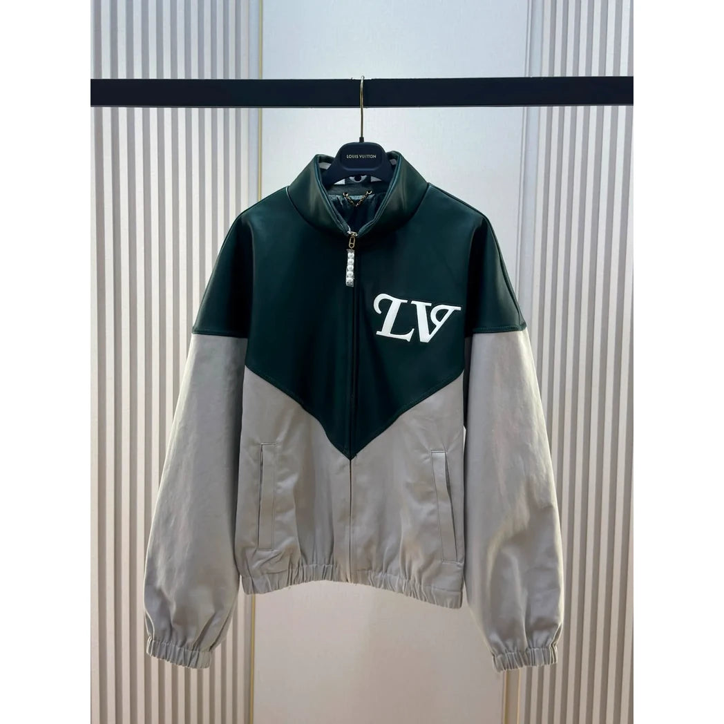 Louis Vuitton Colorblock LV Zip Jacket in Forest Green / Light Grey