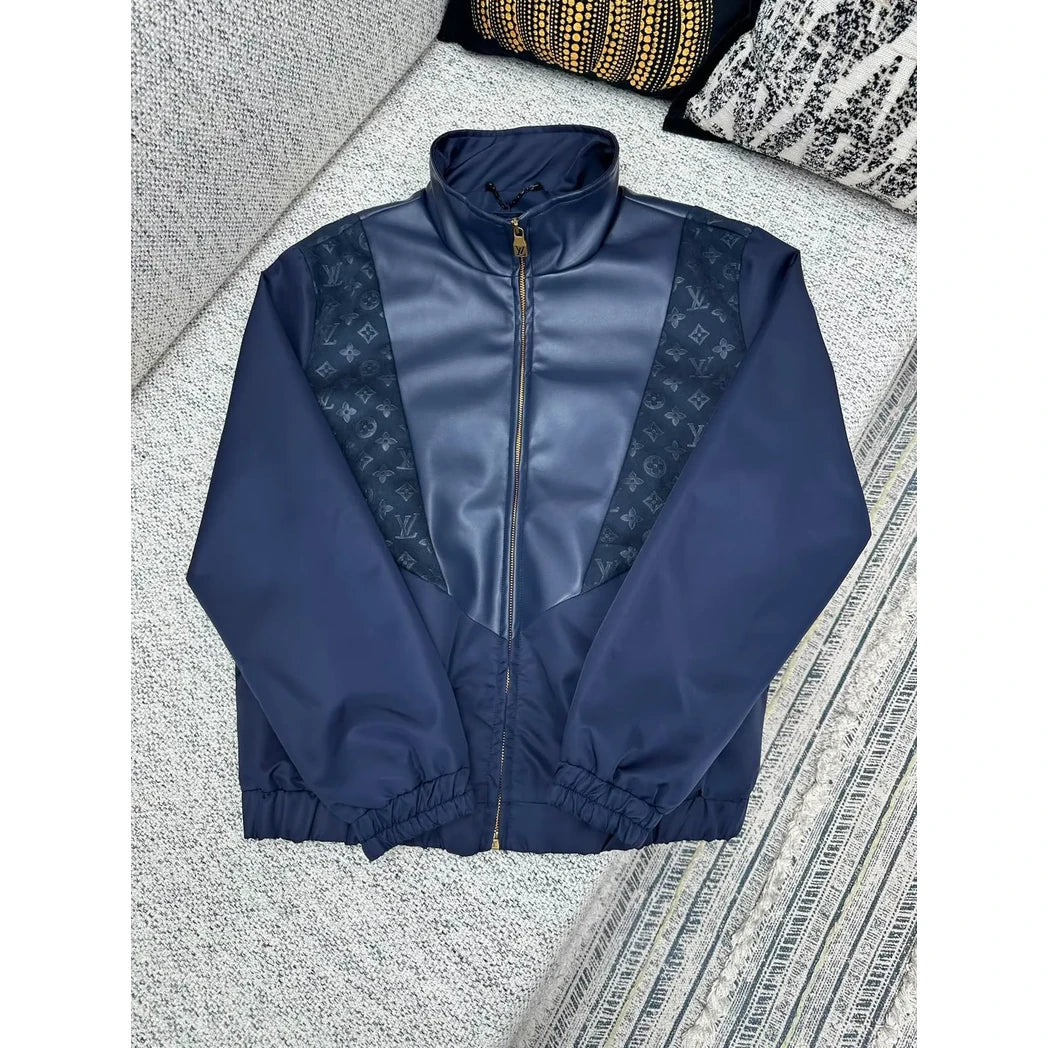 Louis Vuitton Monogram Panel Zip Jacket in Navy Blue