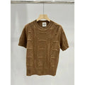 Hermès H Pattern Short-Sleeve Knit Sweater in Mocha Brown