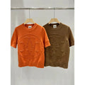 Hermès H motif short-sleeve knit tops in Burnt Orange and Mocha Brown