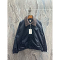 Bottega Veneta Intrecciato Collar Zip Jacket in Midnight Navy / Dark Brown