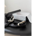 Chanel Pearl-Chain Camellia Flats — Black