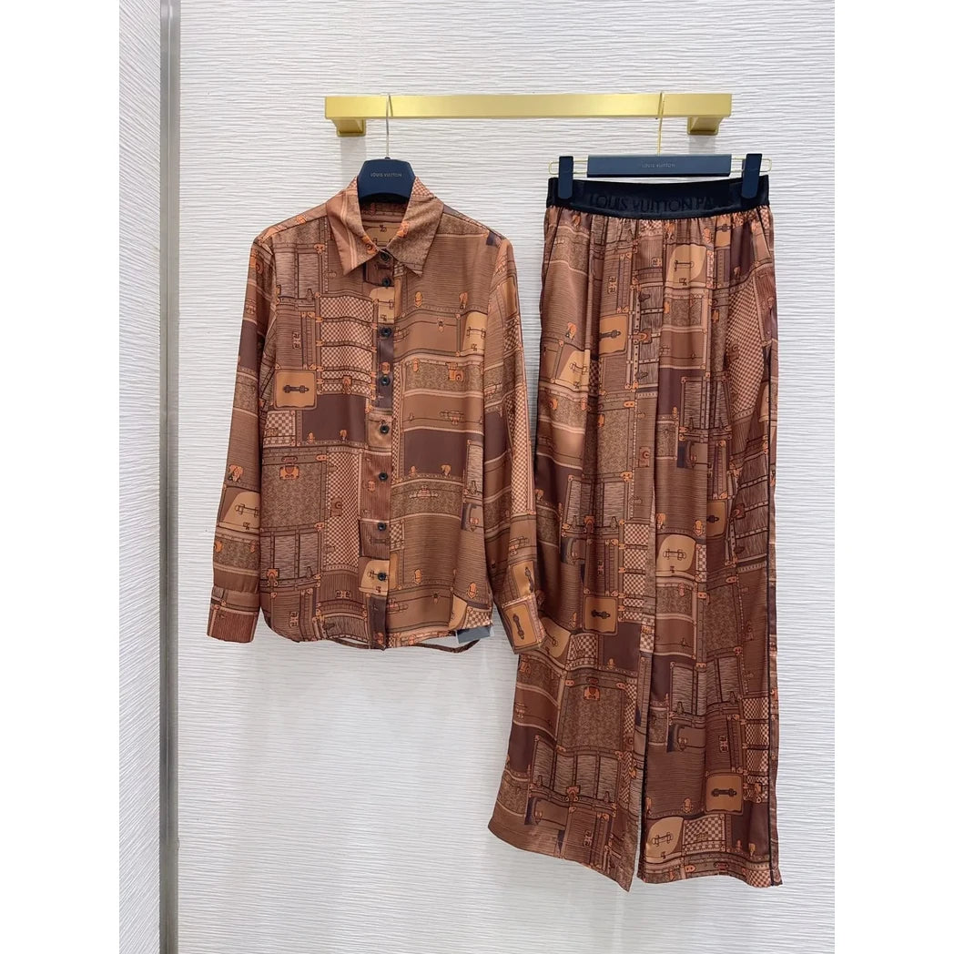 Louis Vuitton Trunk Print Silk Set