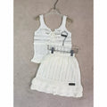 Miu Miu Crochet Crop Top and Skirt Set — Ivory