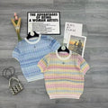 Striped Openwork Knit Top — Light Blue / White, Pastel Multicolor