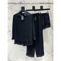 Saint Laurent Lace-Trim Blouse and Cropped Pants Set — Black