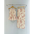 Floral Halter Top and Midi Skirt Set — Ivory / Red