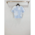 Dior Toile de Jouy Knit Crop Top — Powder Blue