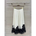Maxi Skirt with Black Lace Hem — Ivory / Black
