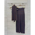 Striped Long-Sleeve Top and Maxi Skirt Set — Purple / Multicolor